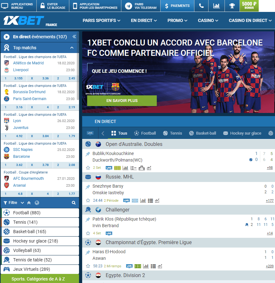 1xbet mobi home page